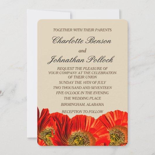 Klaproos Bloemen Bruiloft Save The Date (Voorkant)