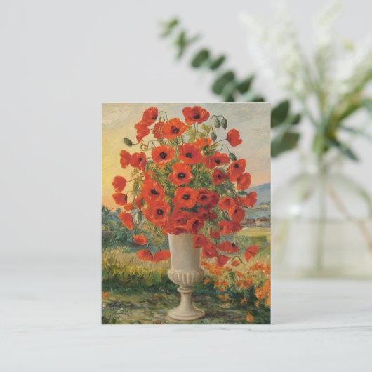 Klaproos Bloemen in een Vaas, Van Goh Stijl, Kleur Briefkaart (Staand voorkant)