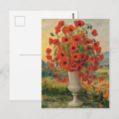Klaproos Bloemen in een Vaas, Van Goh Stijl, Kleur Briefkaart (Voorkant / Achterkant)