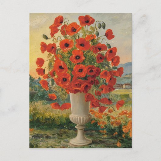 Klaproos Bloemen in een Vaas, Van Goh Stijl, Kleur Briefkaart (Voorkant)