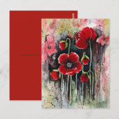 Klaproos Bloemen In Waterverf   Briefkaart (Voorkant / Achterkant)