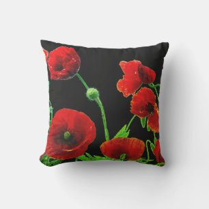 Klaproos Bloemen Kleurrijk Bloemig Abstract Rood Z Buitenkussen