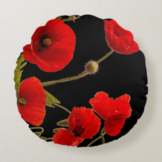 Klaproos Bloemen Kleurrijk Rood Bloemig Abstract Z Rond Kussen