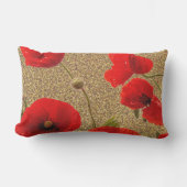 Klaproos Bloemen Rood Goud Glitters Glanzend Lande Buitenkussen (Voorkant)