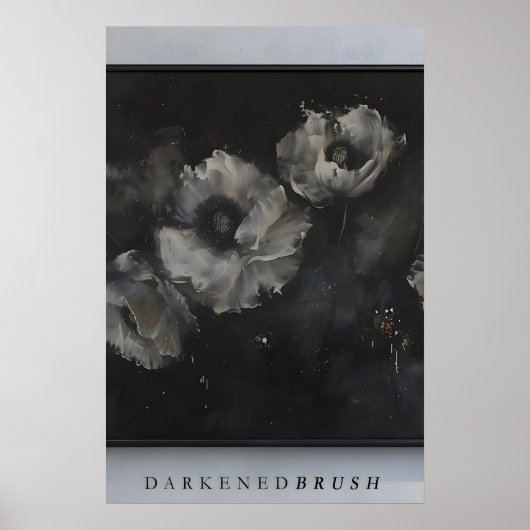 Klaproos Bloemkunst, Donkere Bloemen, Abstracte Bl Poster (Voorkant)