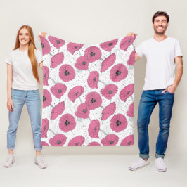 Klaproos bloempatroon fleece deken
