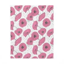 Klaproos bloempatroon fleece deken