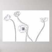 Klaproos Botanische Lijn Kunst Poster (Voorkant)