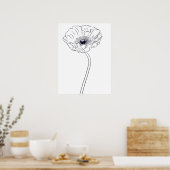 Klaproos Botanische Lijnkunst Poster (Keuken)