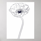 Klaproos Botanische Lijnkunst Poster (Voorkant)