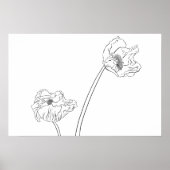 Klaproos Botanische Lijnkunst Poster (Voorkant)