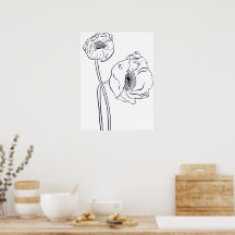 Klaproos botanische lijnkunst