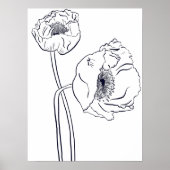 Klaproos botanische lijnkunst poster (Voorkant)