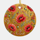 Klaproos fleur-de-lis gouden ontwerp keramisch ornament (Voorkant)