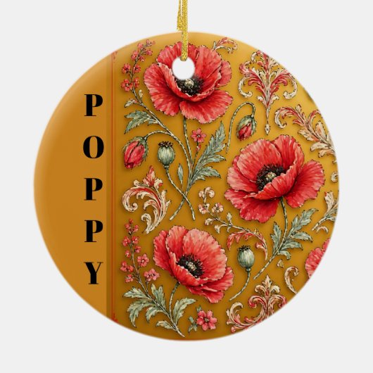 Klaproos fleur-de-lis gouden ontwerp keramisch ornament (Achterkant)