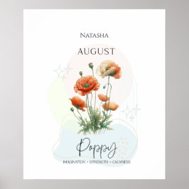 Klaproos geboortebloem voor Augustus Poster