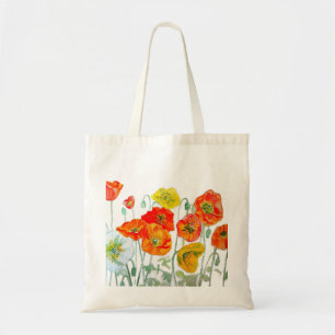 Klaproos Klaprozen Oranje Rood Aquarel bloem Bloem Tote Bag