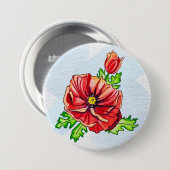Klaproos Knop Ronde Button 7,6 Cm (Voorkant /achterkant)