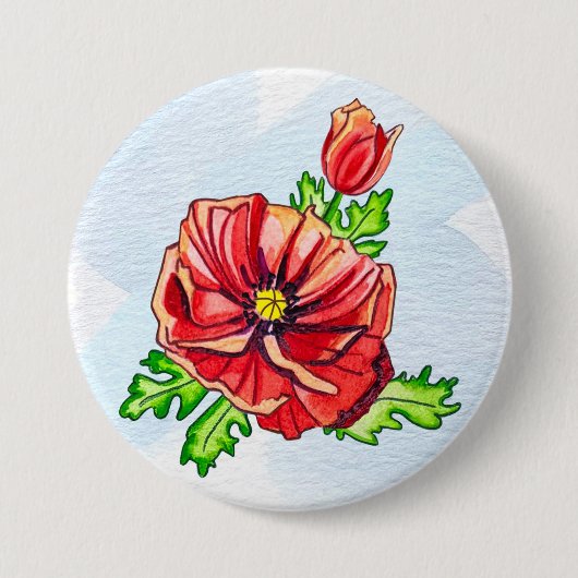 Klaproos Knop Ronde Button 7,6 Cm (Voorkant)