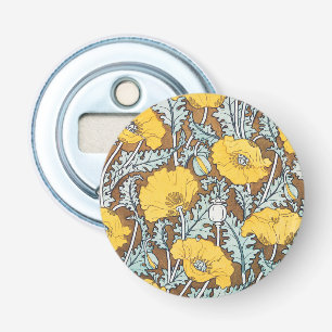 klaproos kunst illustratie gele bloem button flesopener