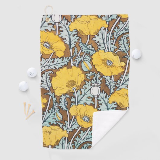klaproos kunst illustratie gele bloem golfhanddoek (Insitu)