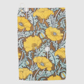 klaproos kunst illustratie gele bloem golfhanddoek (Voorkant)