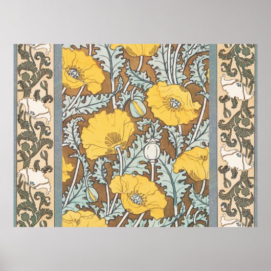 klaproos kunstillustratie gele bloem poster (Voorkant)
