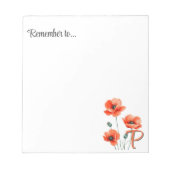 Klaproos Monogram Bloemen Notitieblok (Voorkant)
