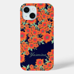klaproos oranje blauwe damast naam iPhone 15 case