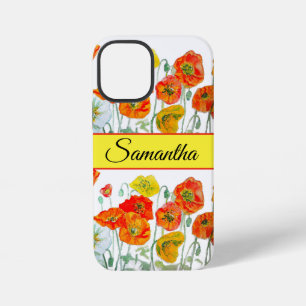 Klaproos Oranje Rood Waterverf bloem Bloem Telefoo iPhone 12 Mini Hoesje