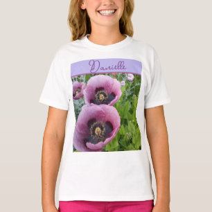 Klaproos Paarse Bloem bloemige Meisjes Naam Verjaa T-shirt
