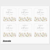 Klaproos Rustieke Pastelkleurige Wilde Bloemen Bru Vierkante Sticker (Vel)