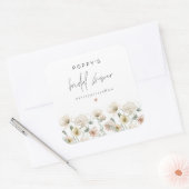 Klaproos Rustieke Pastelkleurige Wilde Bloemen Bru Vierkante Sticker (Envelop)