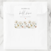 Klaproos Rustieke Pastelkleurige Wilde Bloemen Bru Vierkante Sticker (Tas)