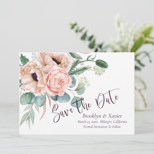 Klaproos Stralende Save The Date (Staand voorkant)