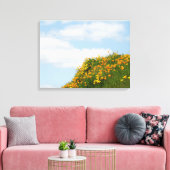Klaproos weide heuvelflank kunstprint Blauwe Lucht Canvas Afdruk (Insitu (Woonkamer))