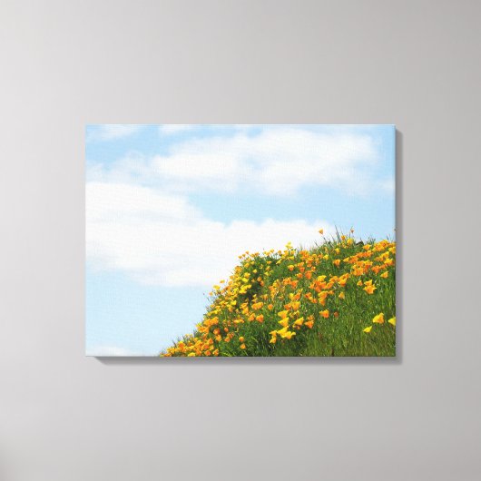 Klaproos weide heuvelflank kunstprint Blauwe Lucht Canvas Afdruk (Voorkant)