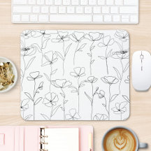 Klaproos Wilde Bloem Zwart en Wit Minimalistische 