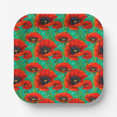 Klaproos zomer lente wilde bloem herinnering papieren bordje (Voorkant)