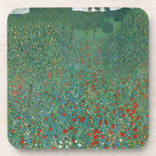 Klaproosveld van Gustav Klimt, Vintage Art Nouveau Bier Onderzetter