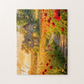 Klaproosveldhuisje met houten pad legpuzzel (Verticaal)