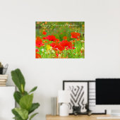 Klaproosweide kunstprint Bloemige klaprozen Poster (Thuiskantoor)