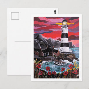 Klaprozen bij de vuurtoren Schilderij van Alfred F Briefkaart