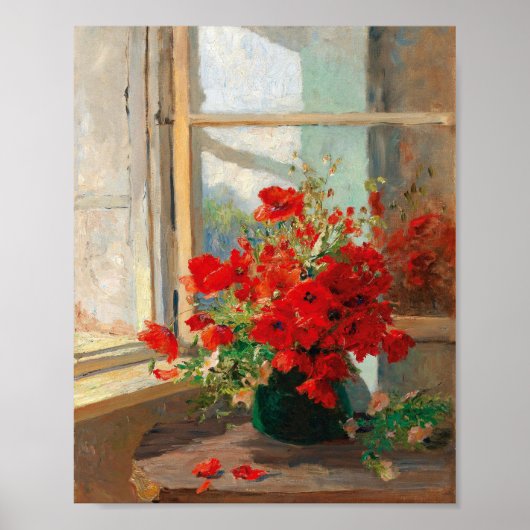 Klaprozen bij het raam | Olga Wisinger-Florian Poster (Voorkant)