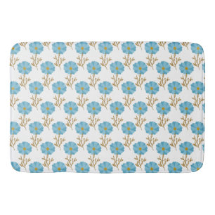 Klaprozen Bloemen Blauw Wit Badmat