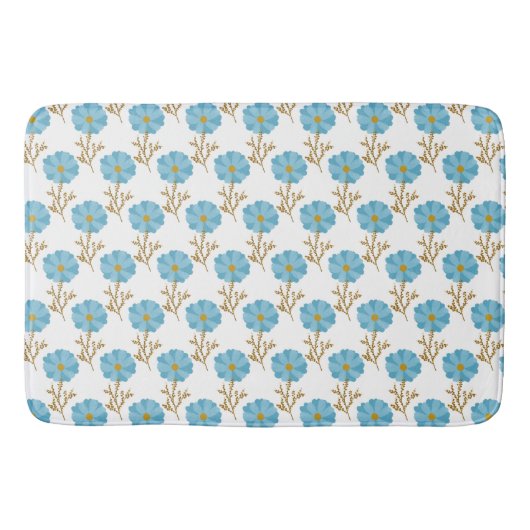 Klaprozen Bloemen Blauw Wit Badmat (Voorkant)