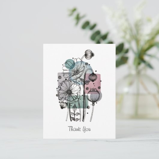 Klaprozen Doodle In Inkt En Waterverf Postkaart (Staand voorkant)