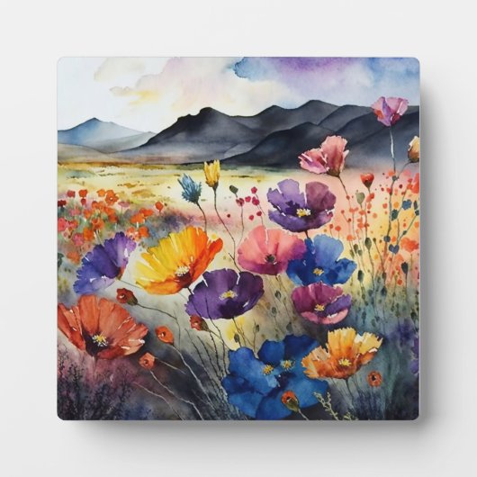 Klaprozen en bergen fotoplaat (Voorkant)