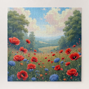 Klaprozen en Dahlia Veld Legpuzzel