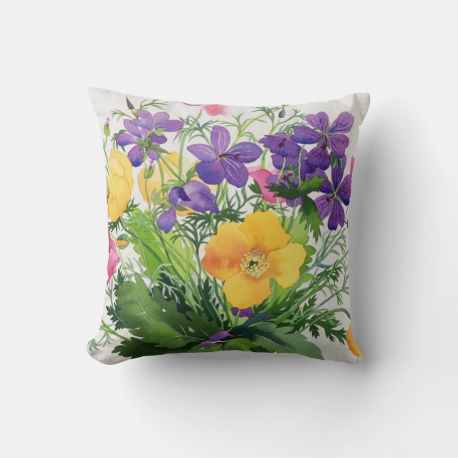 Klaprozen en Geraniums Kussen (Voorkant)